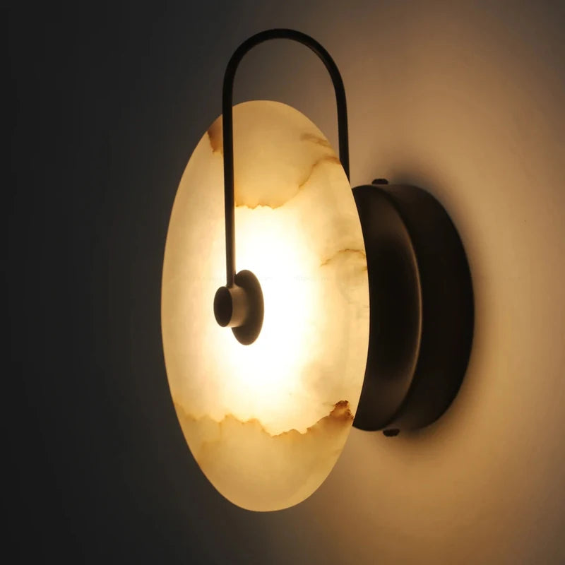 Modern Marble Wall Light - Elegant Circular Design Sconce for Bathroom and Home Decor