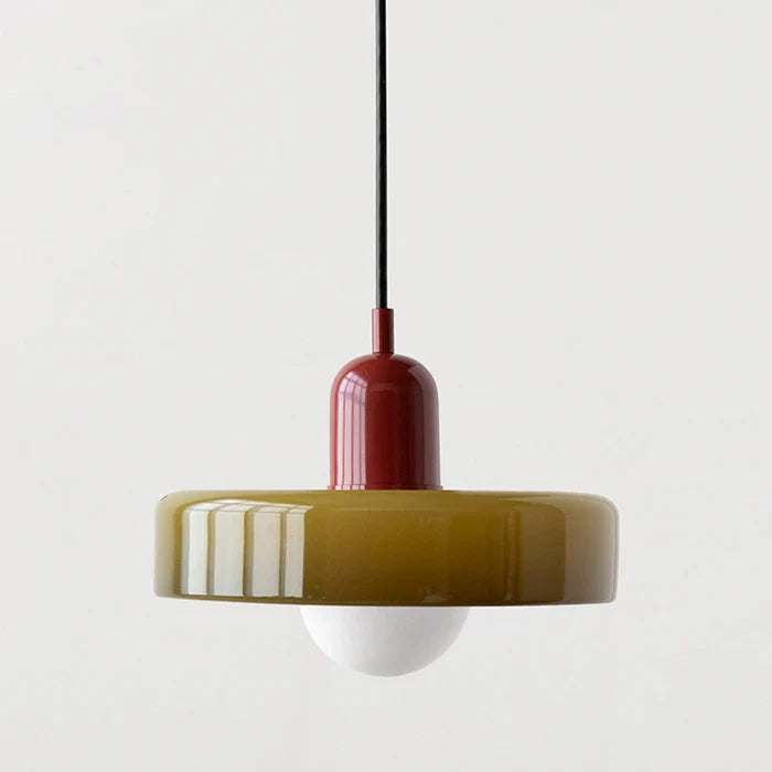 Colorful Glass Pendant Light with Adjustable Height – Modern Ceiling Fixture for Dining and Living Spaces