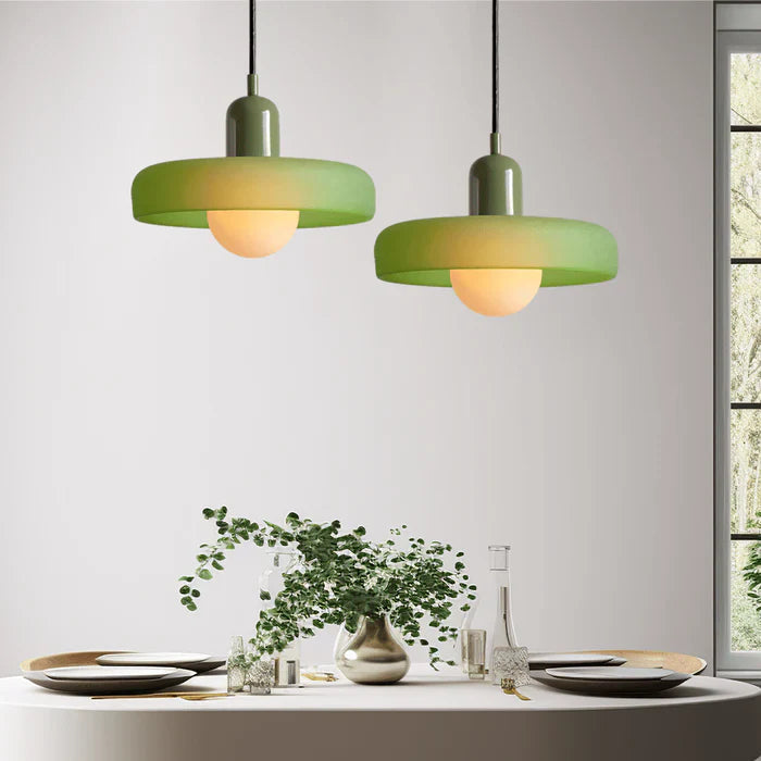 Colorful Glass Pendant Light with Adjustable Height – Modern Ceiling Fixture for Dining and Living Spaces