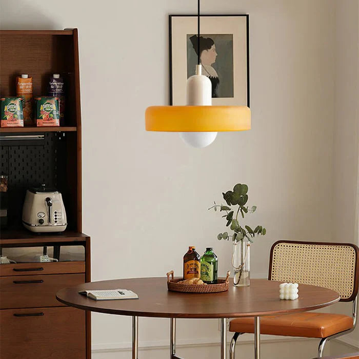 Colorful Glass Pendant Light with Adjustable Height – Modern Ceiling Fixture for Dining and Living Spaces