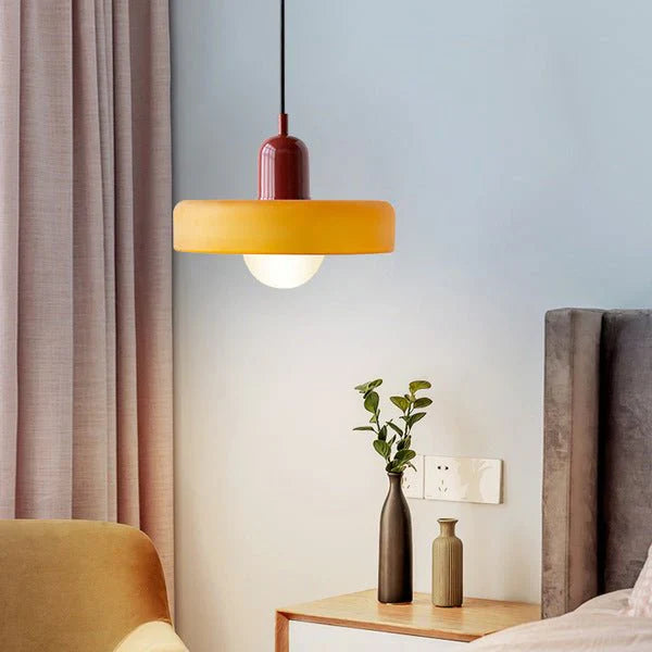 Colorful Glass Pendant Light with Adjustable Height – Modern Ceiling Fixture for Dining and Living Spaces