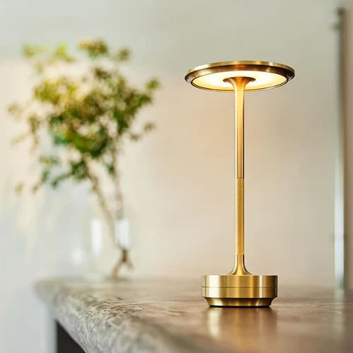 Cordless LED Table Lamp with Adjustable Brightness – Rechargeable Touch Control Light in Silver, Gold, and Black