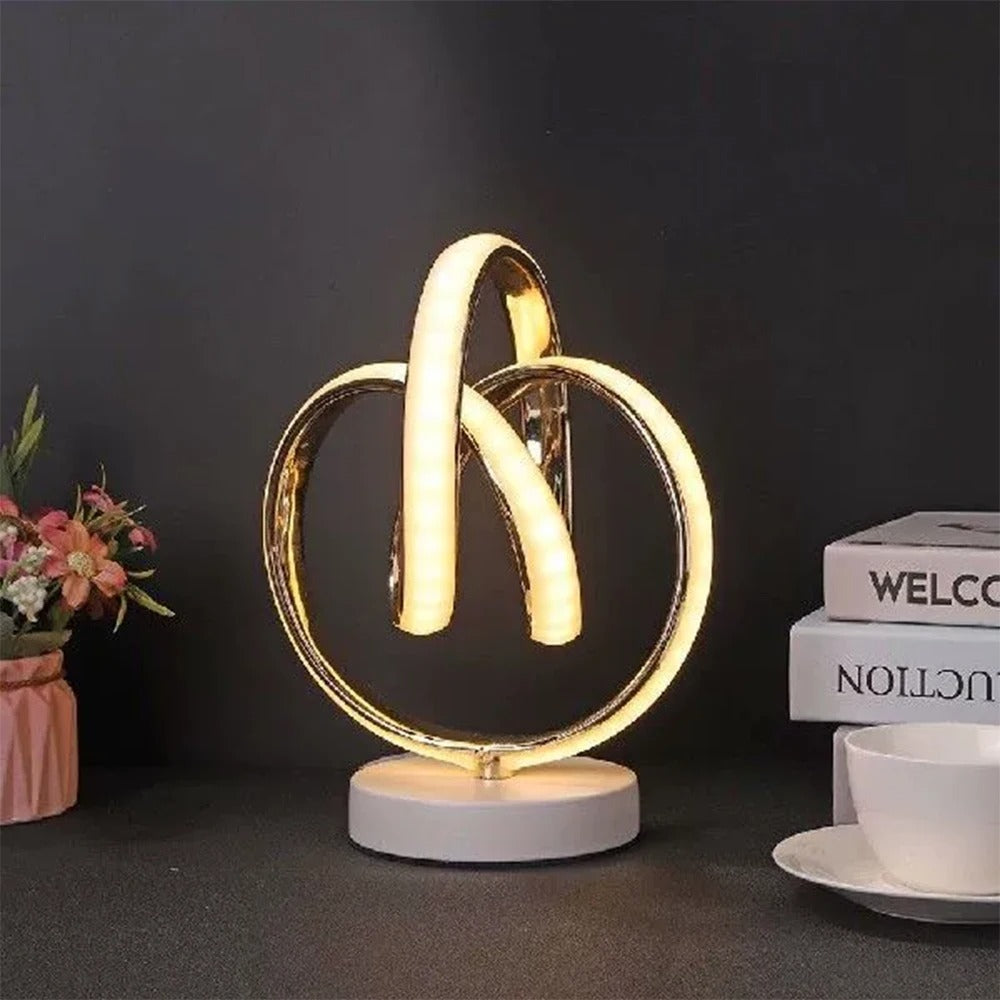 Curved LED Table Lamp – Modern Minimalist Bedside or Desk Lamp with Warm White Light