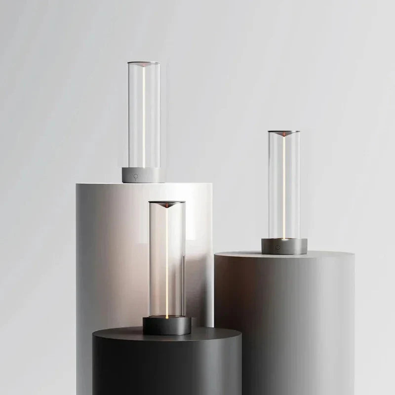 Dimmable Touch Table Lamp with Modern Design and Adjustable Brightness – Silver Metal and Glass