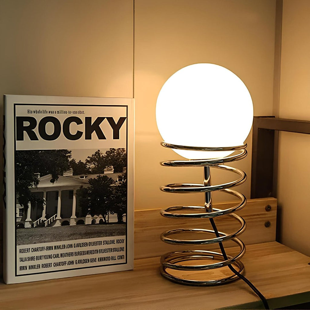 Elegant Glass and Metal Table Lamp with Warm White LED Light – Modern Minimalist Design