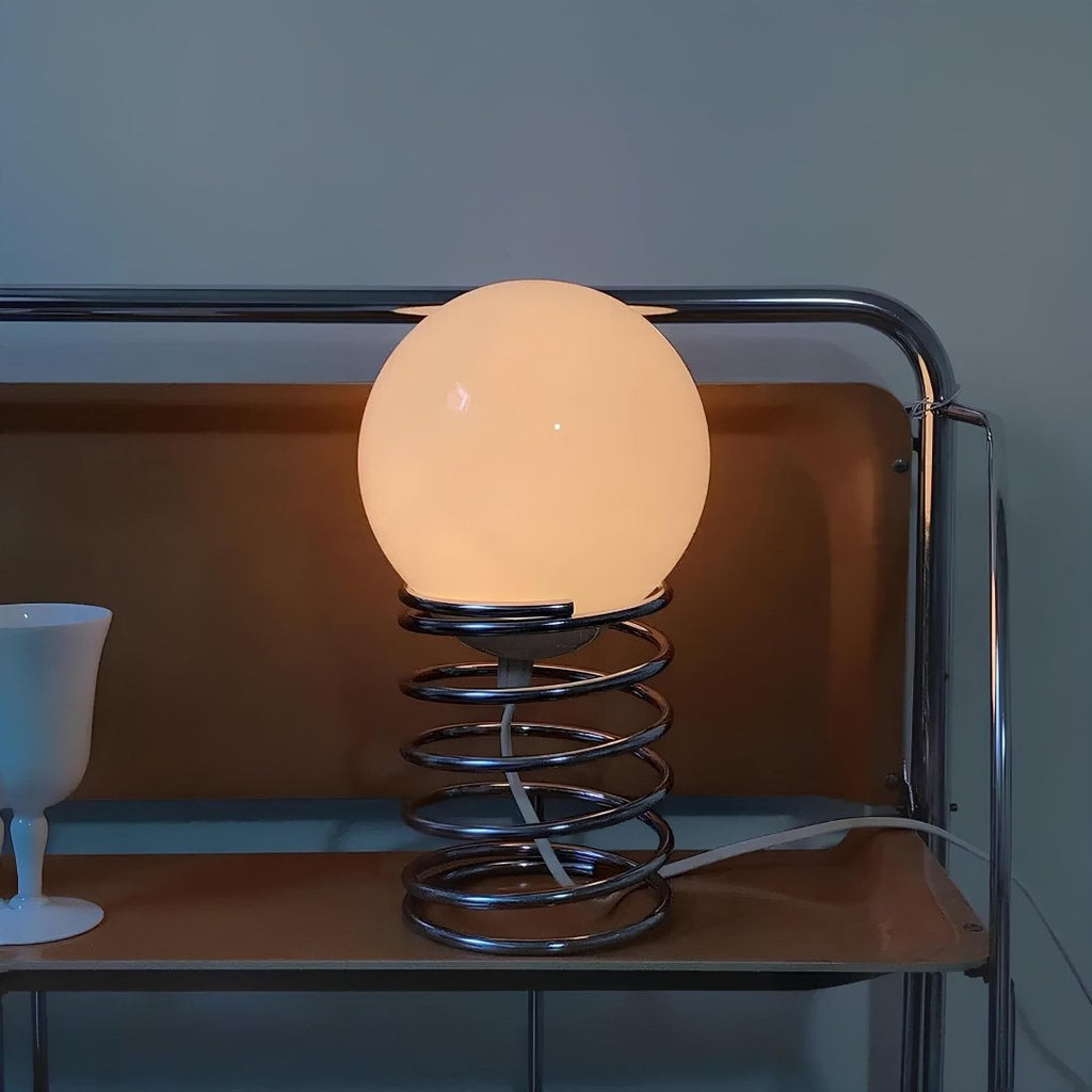 Elegant Glass and Metal Table Lamp with Warm White LED Light – Modern Minimalist Design