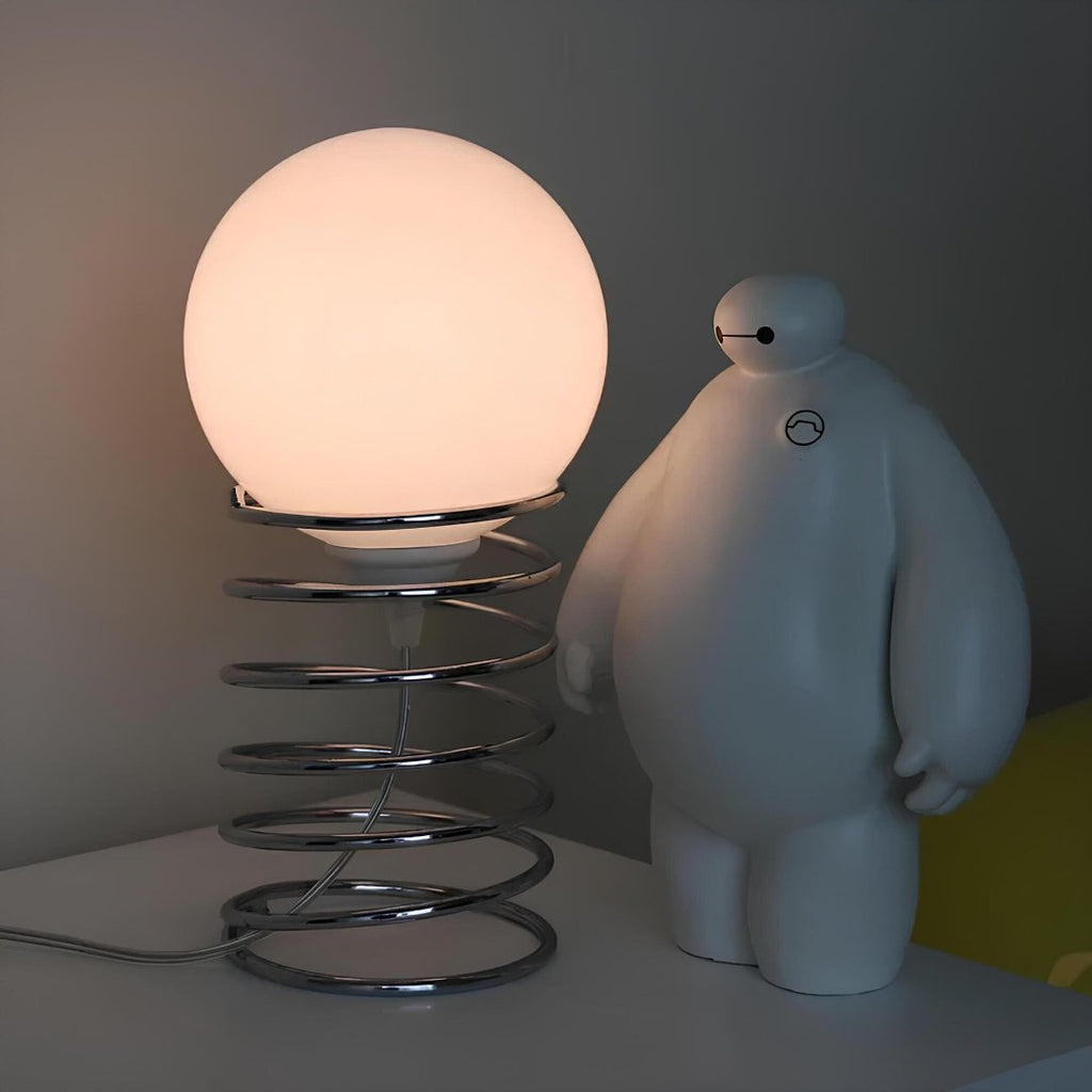 Elegant Glass and Metal Table Lamp with Warm White LED Light – Modern Minimalist Design