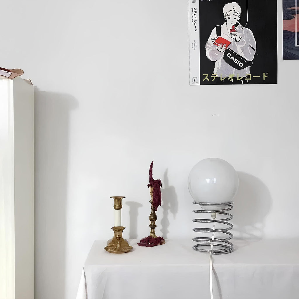 Elegant Glass and Metal Table Lamp with Warm White LED Light – Modern Minimalist Design