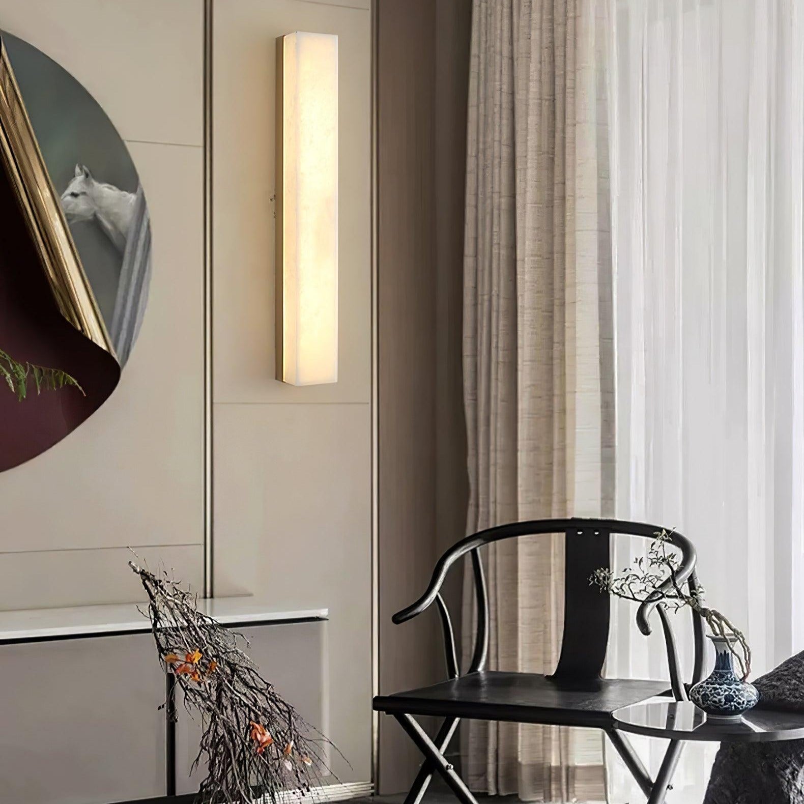 Terra Linear Brass Alabaster Wall Lamp