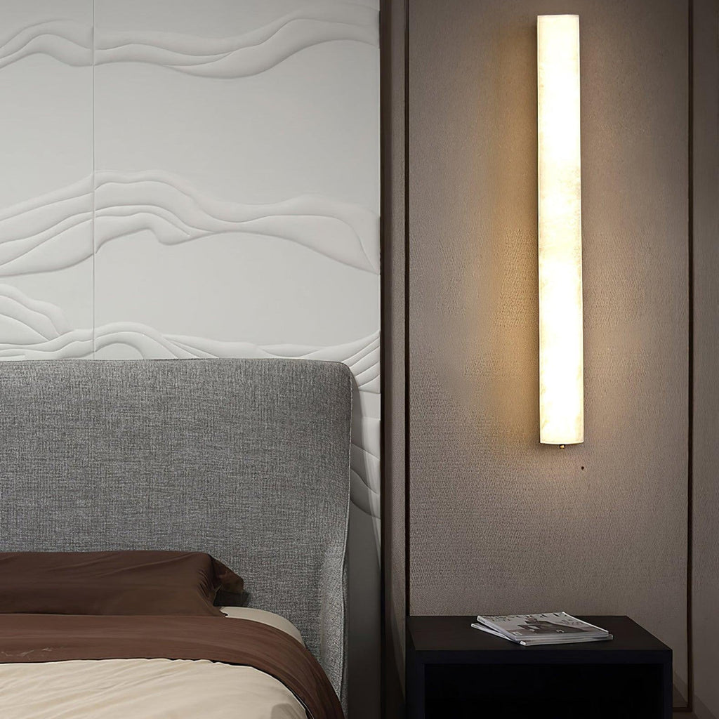 Terra Linear Brass Alabaster Wall Lamp