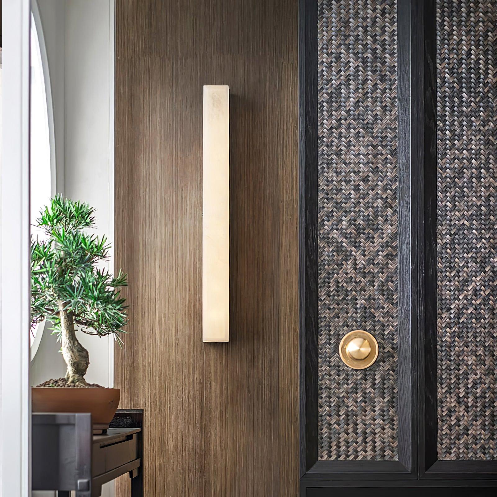 Terra Linear Brass Alabaster Wall Lamp