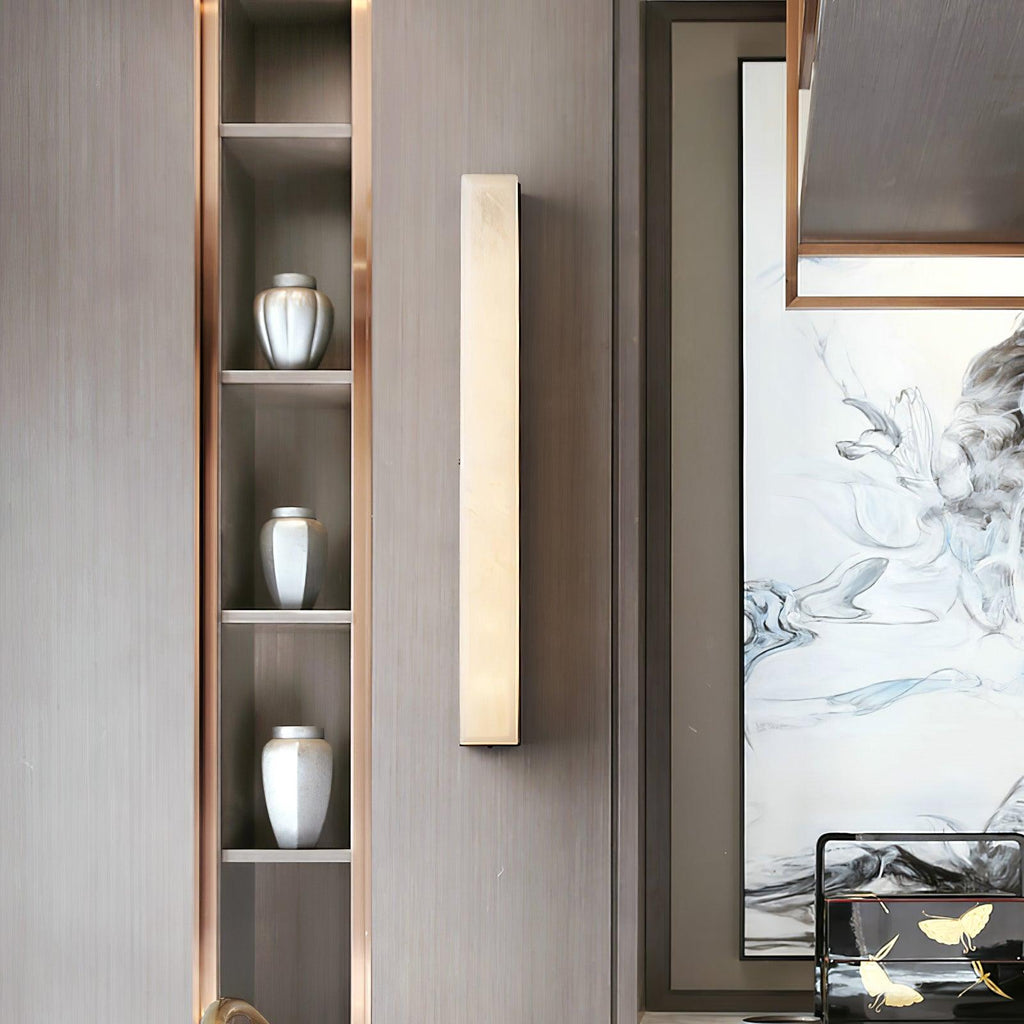 Terra Linear Brass Alabaster Wall Lamp
