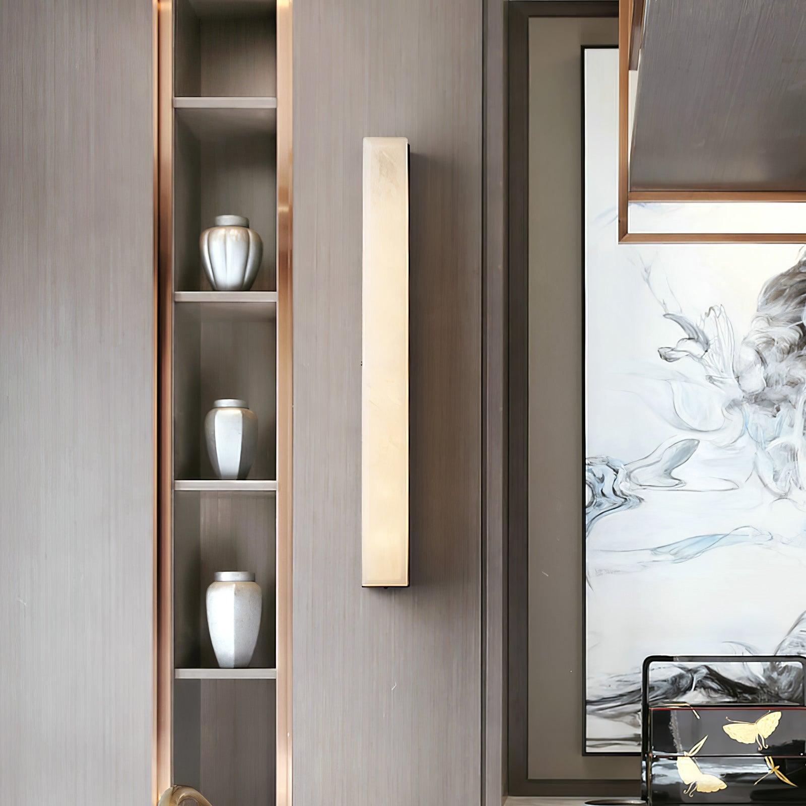 Terra Linear Brass Alabaster Wall Lamp
