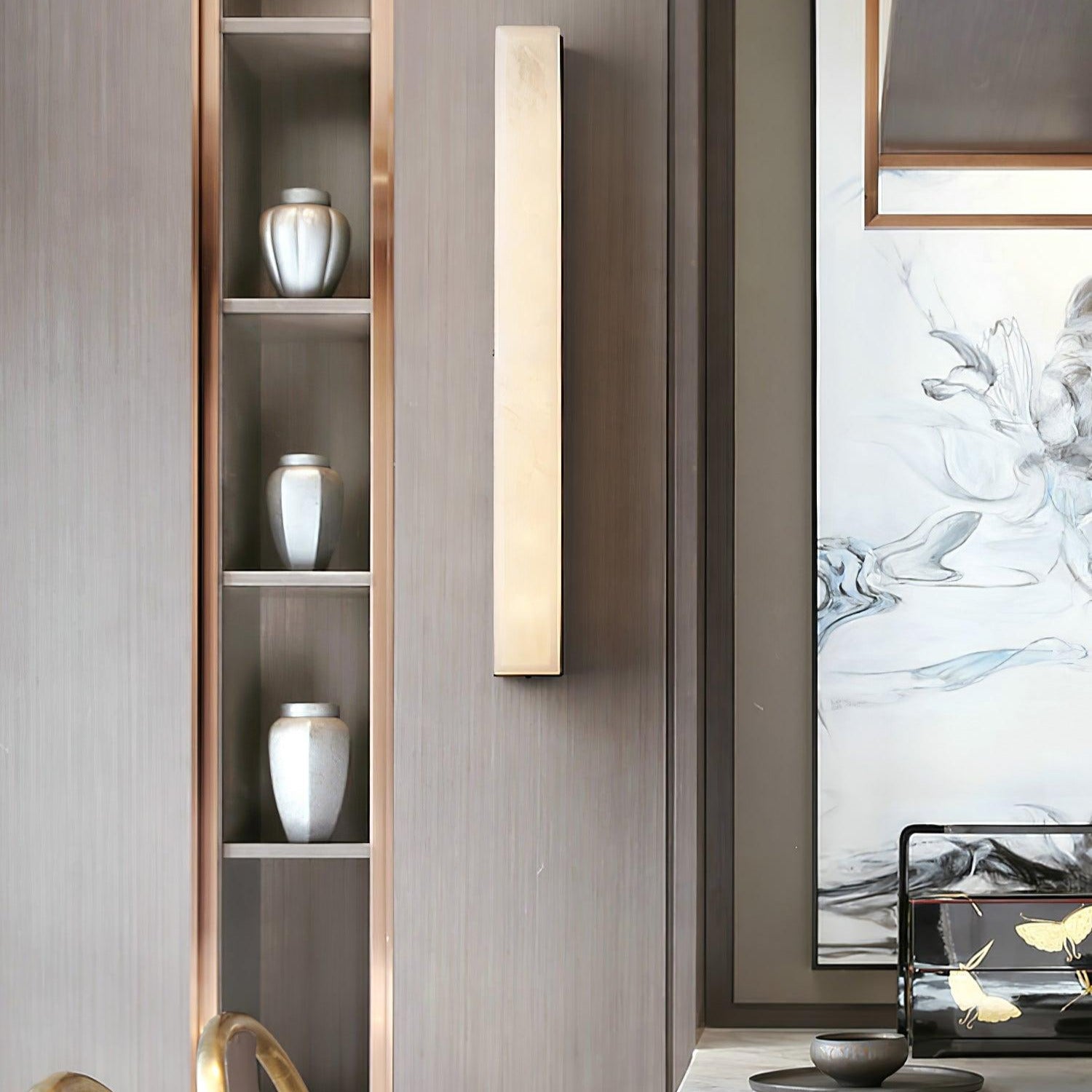 Terra Linear Brass Alabaster Wall Lamp