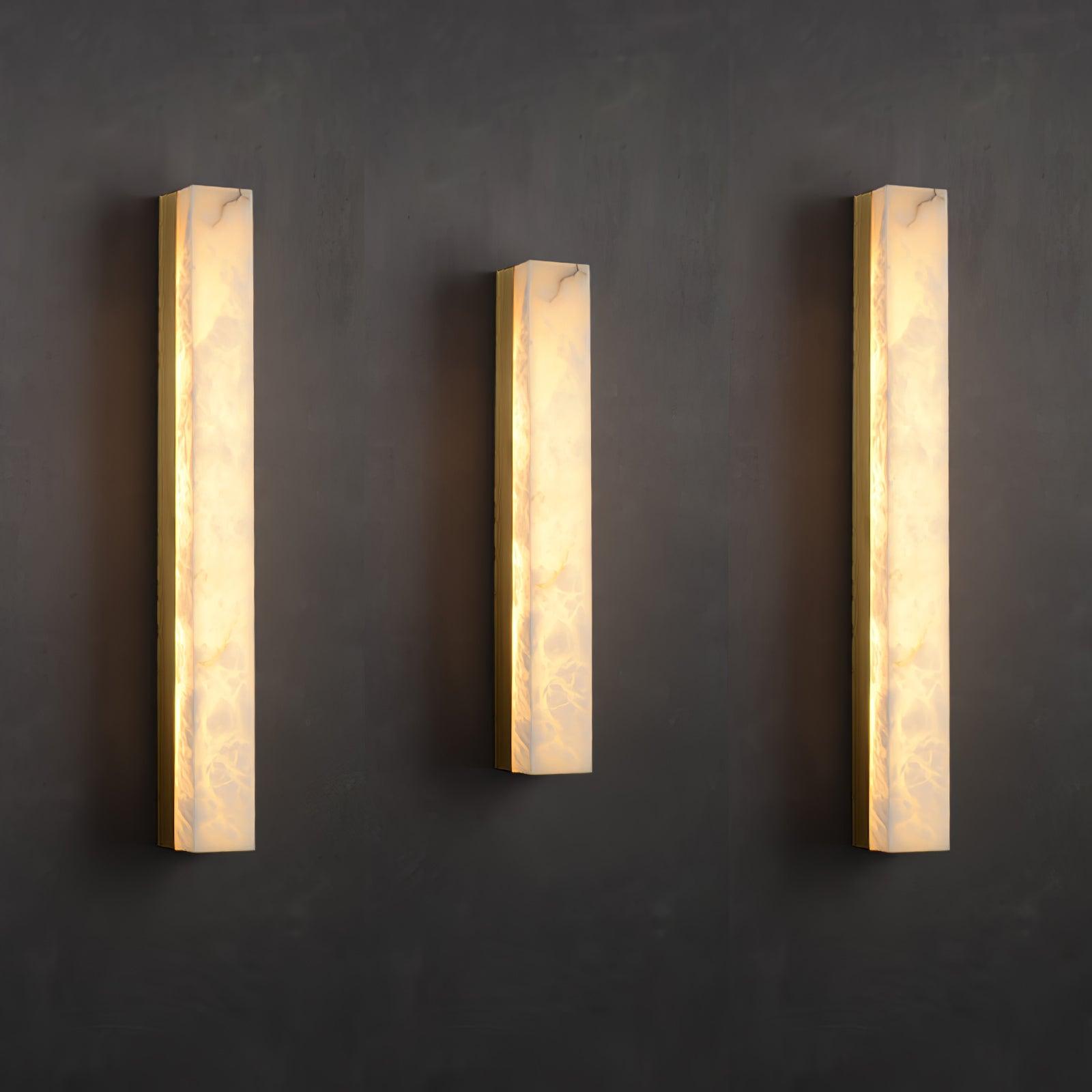 Terra Linear Brass Alabaster Wall Lamp