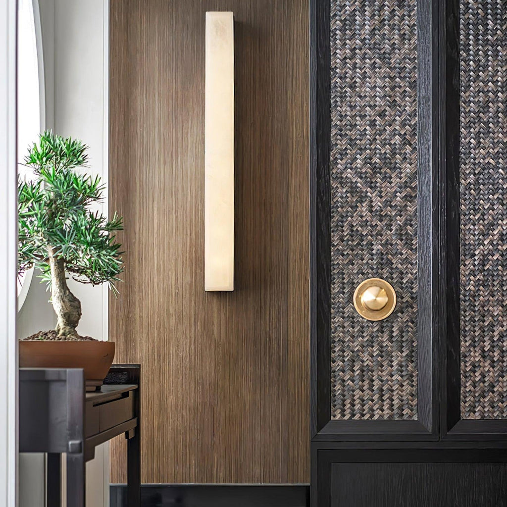 Terra Linear Brass Alabaster Wall Lamp