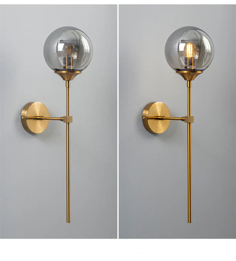 Glass Torch Brass Wall Light