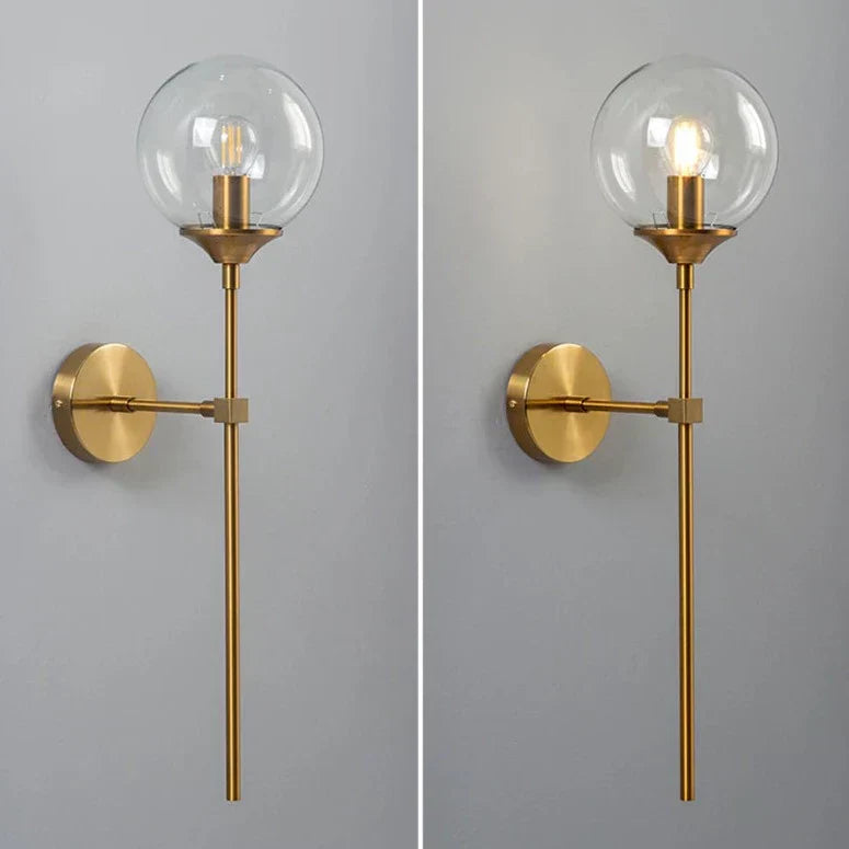 Glass Torch Brass Wall Light