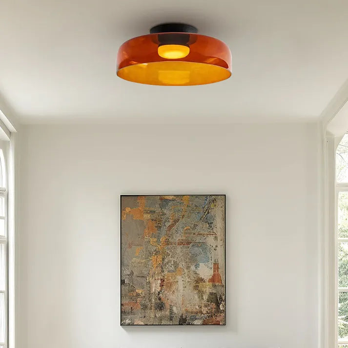 Medieval Glass Ceiling Lamp with Three-Color Changing Light – Elegant Nordic Design
