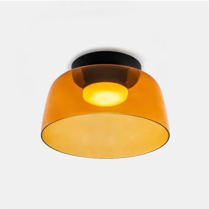 Medieval Glass Ceiling Lamp with Three-Color Changing Light – Elegant Nordic Design