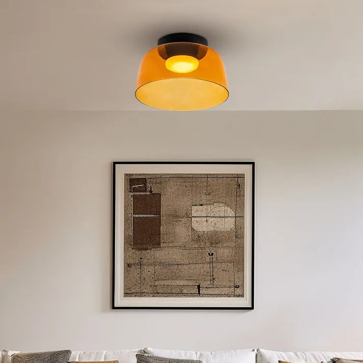 Medieval Glass Ceiling Lamp with Three-Color Changing Light – Elegant Nordic Design