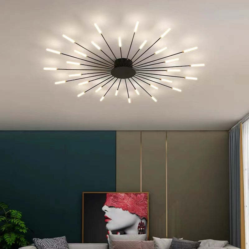 Modern Fireworks Ceiling Chandelier for Living Room – Stylish Metal Light Fixture