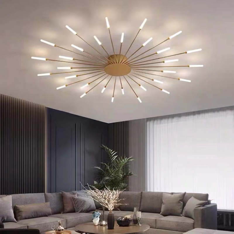Modern Fireworks Ceiling Chandelier for Living Room – Stylish Metal Light Fixture
