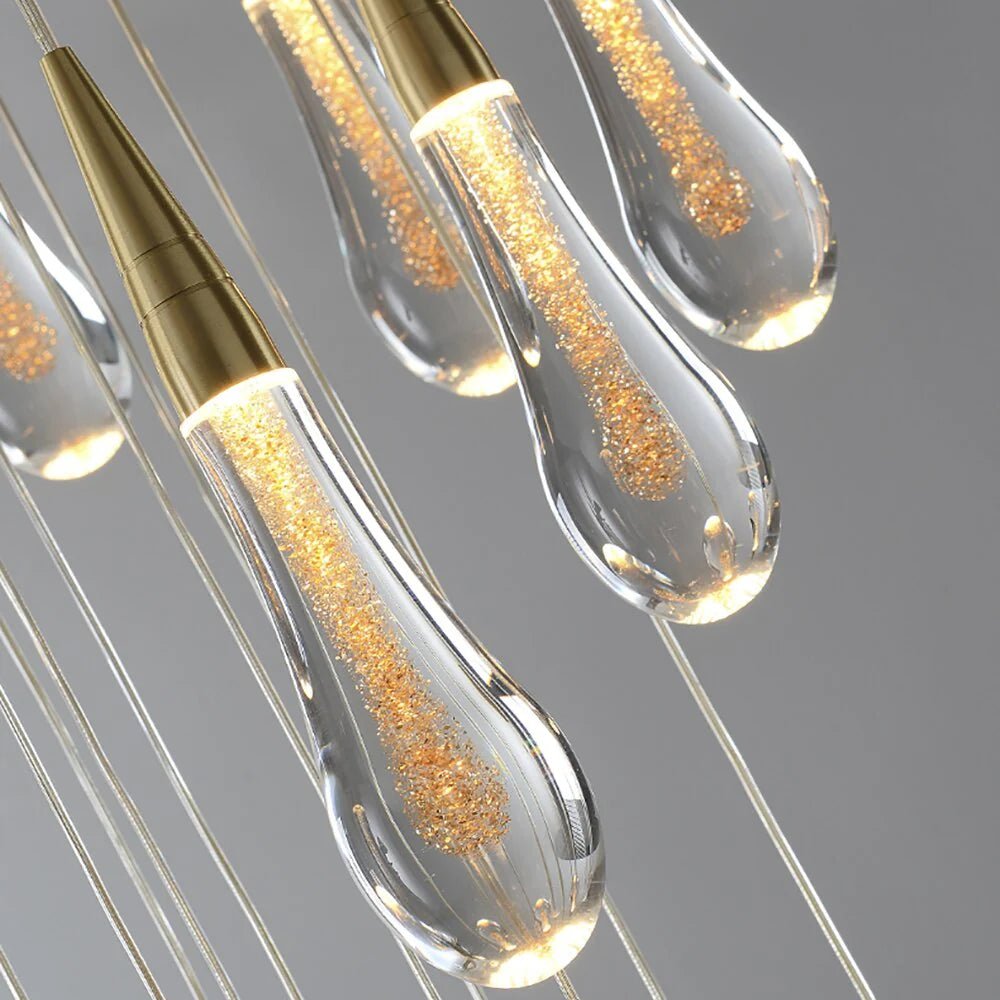 Modern LED Droplet Pendant Light – Elegant Glass and Iron Design for Kitchen and Dining Spaces