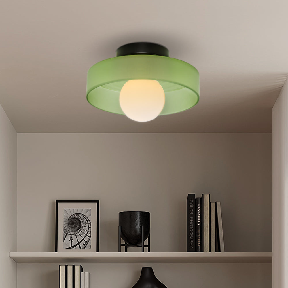 Modern Round Flush Mount Ceiling Light Fixture – Elegant Glass Design for Contemporary Spaces