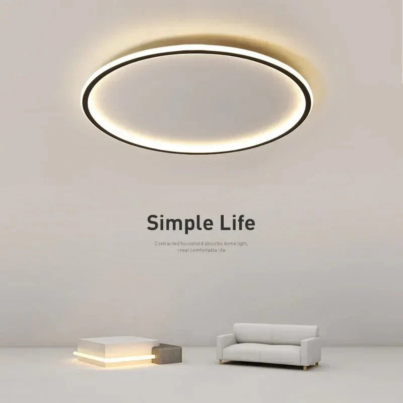 Modern Round LED Ceiling Light Fixture with Dimmable Function and Adjustable Color Temperature for Living Room and Bedroom