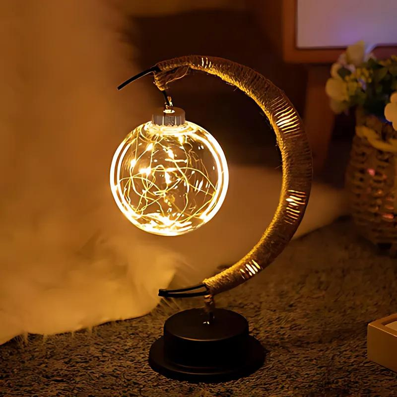 Moon-Shaped LED Lamp with Touch Control – Adjustable Brightness for Bedside and Desk Lighting
