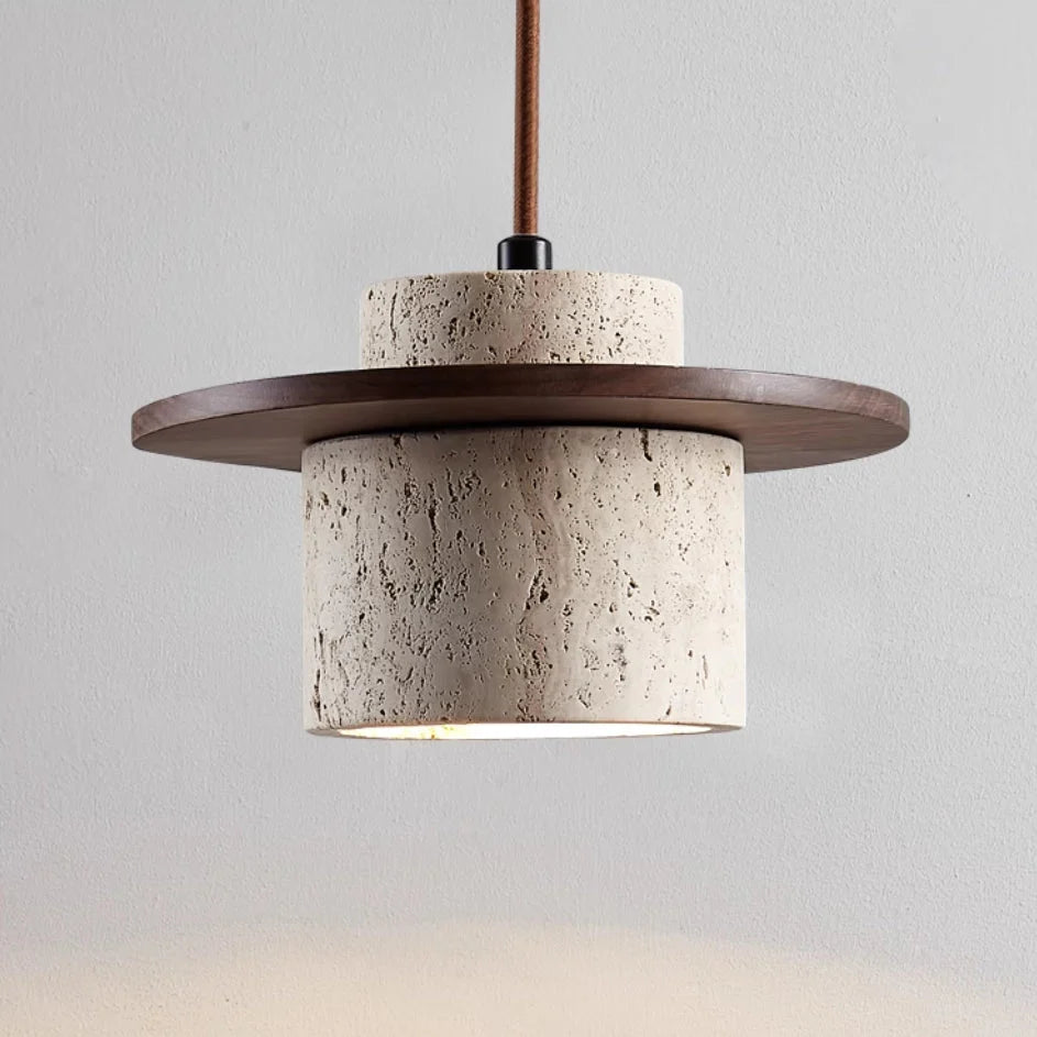 Natural Travertine Stone Pendant Light with Adjustable Cord – Elegant Kitchen Hanging Light for Modern Interiors