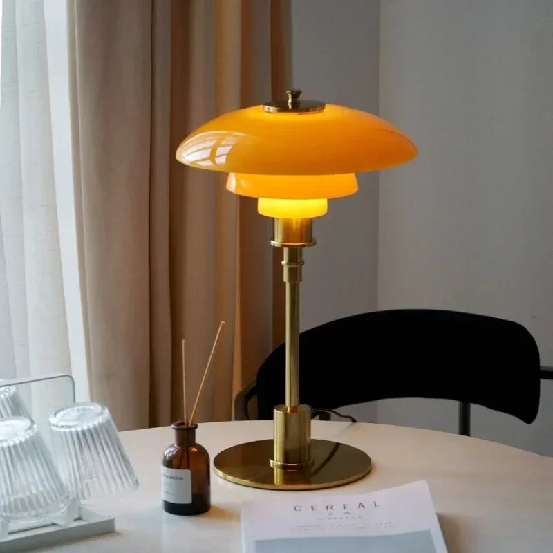 Nordic Glass Table Lamp with Minimalist Design and Warm LED Light – Ideal for Home and Office