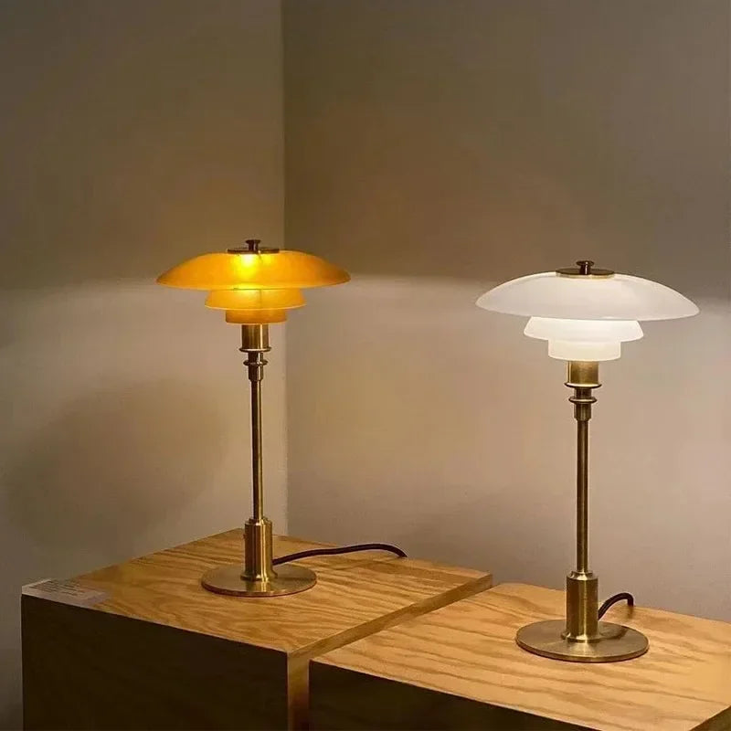 Nordic Glass Table Lamp with Minimalist Design and Warm LED Light – Ideal for Home and Office