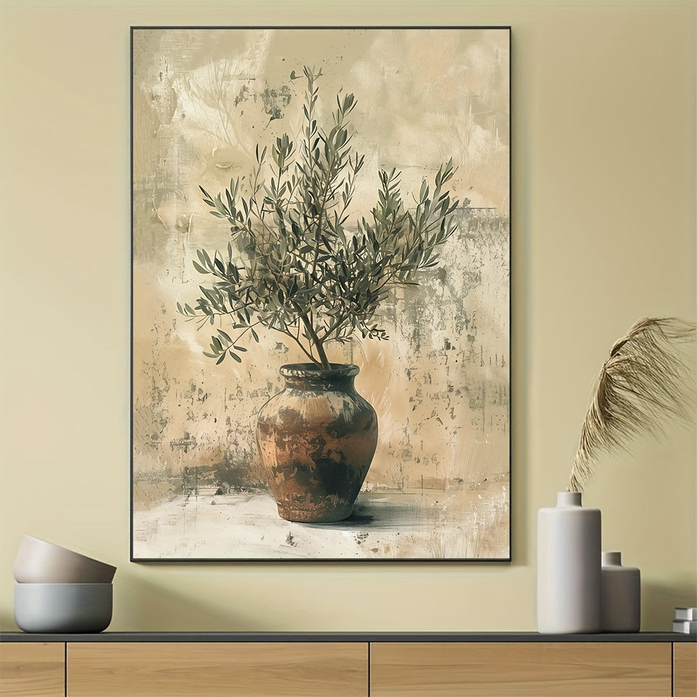 Olive Branch Canvas Wall Art – Elegant Minimalist Nature Print for Home Décor