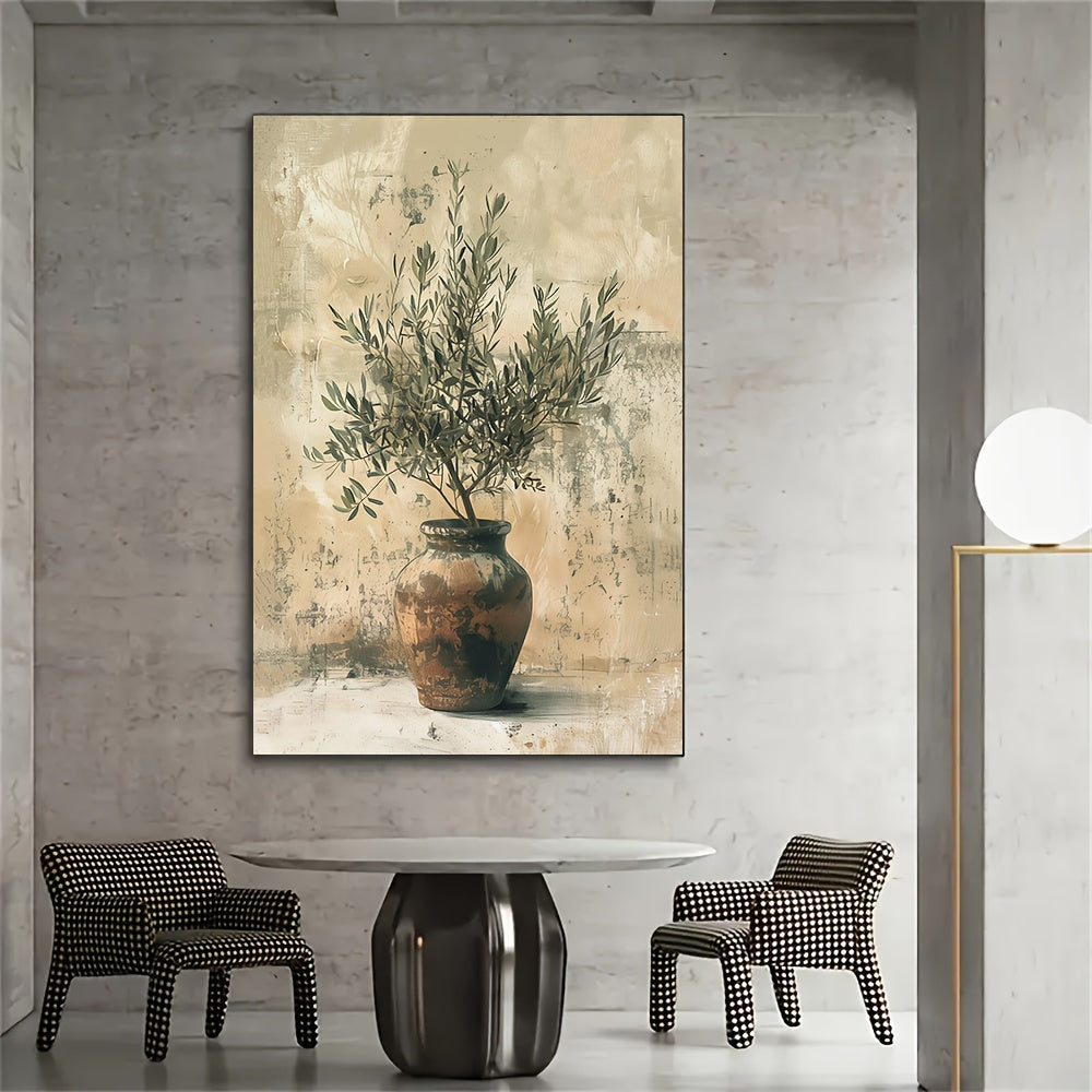Olive Branch Canvas Wall Art – Elegant Minimalist Nature Print for Home Décor