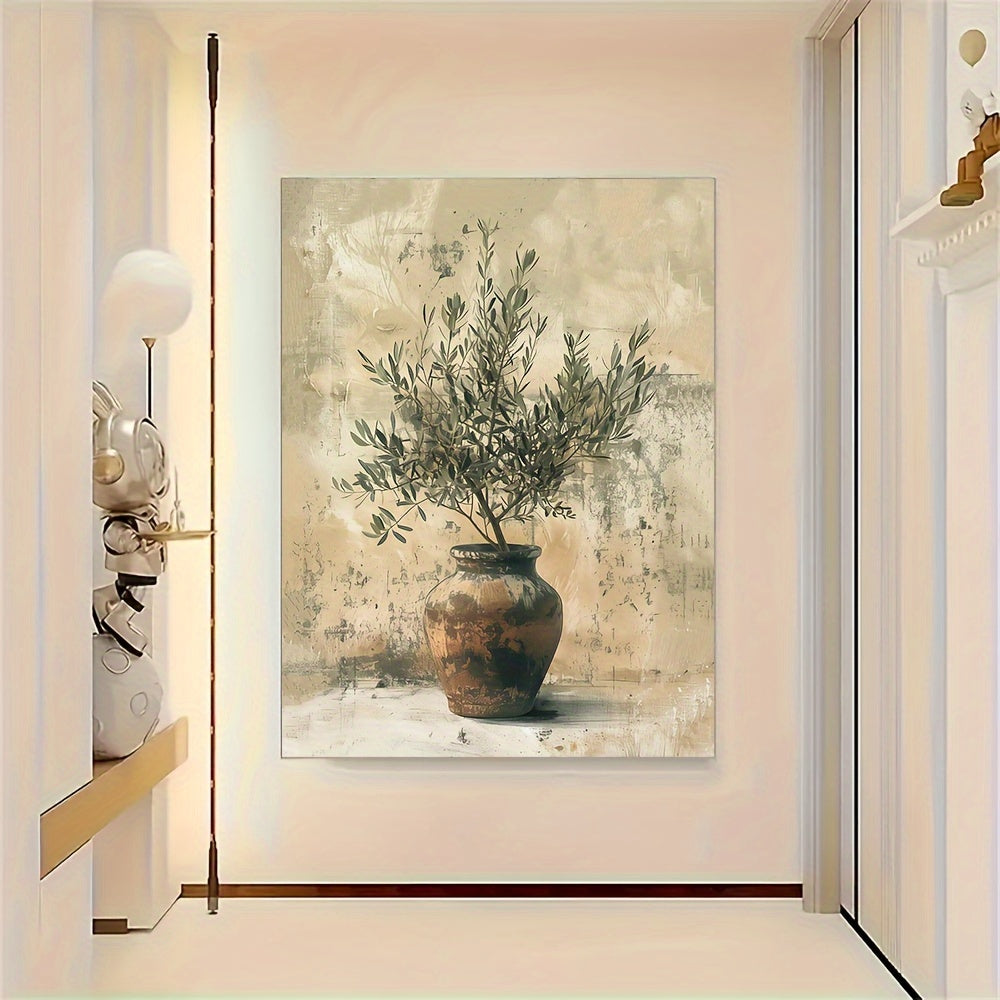 Olive Branch Canvas Wall Art – Elegant Minimalist Nature Print for Home Décor