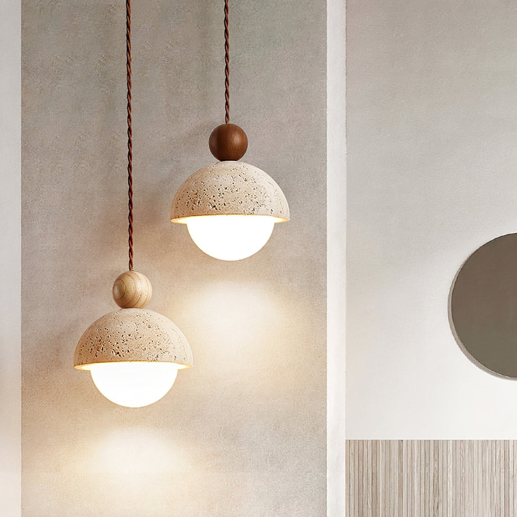 Tommy Pendant Light Travertine Dome Glass | Ceiling Lamp