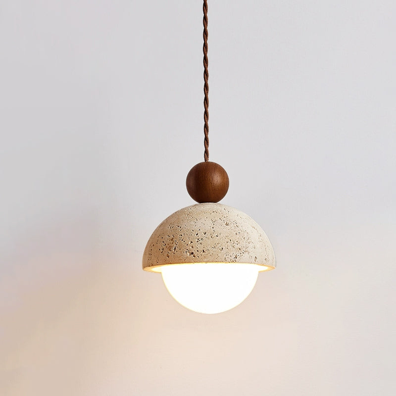 Tommy Pendant Light Travertine Dome Glass | Ceiling Lamp