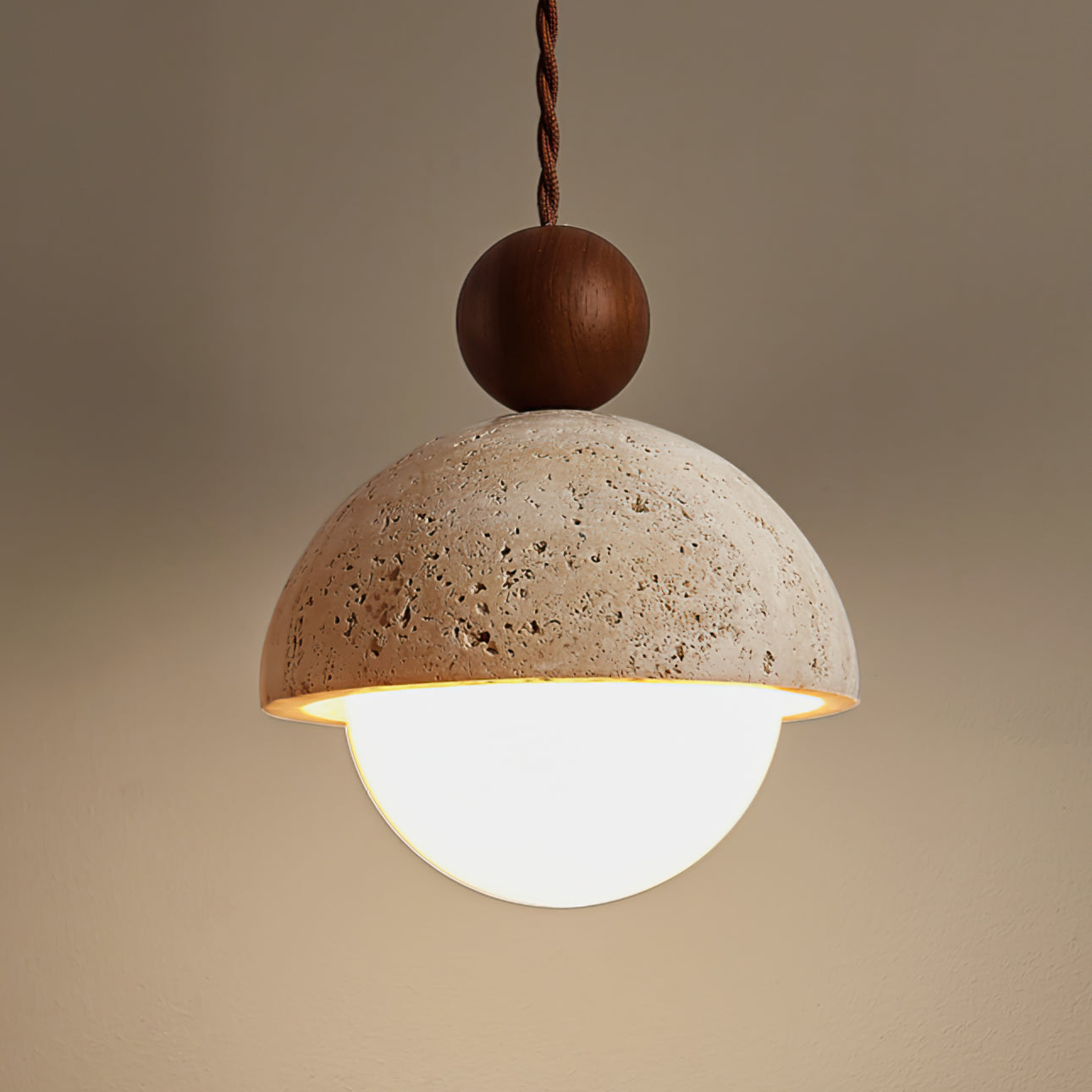 Tommy Pendant Light Travertine Dome Glass | Ceiling Lamp