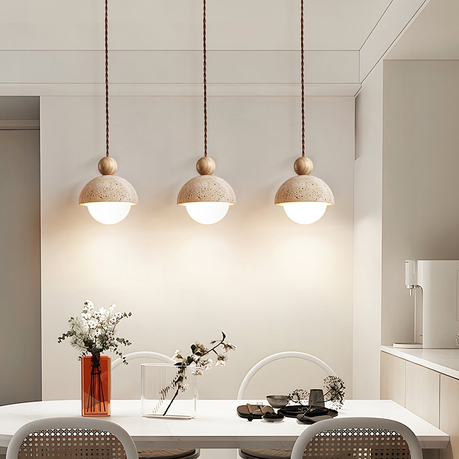 Tommy Pendant Light Travertine Dome Glass | Ceiling Lamp