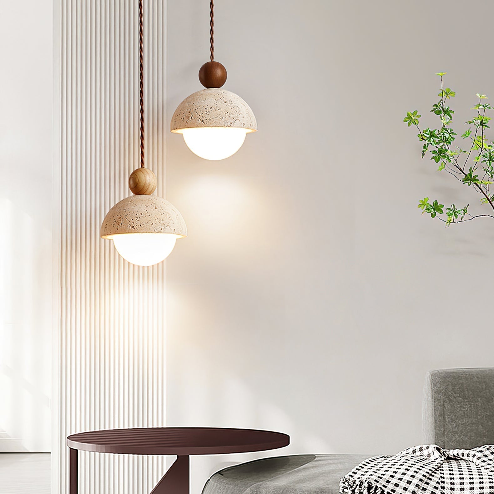 Tommy Pendant Light Travertine Dome Glass | Ceiling Lamp