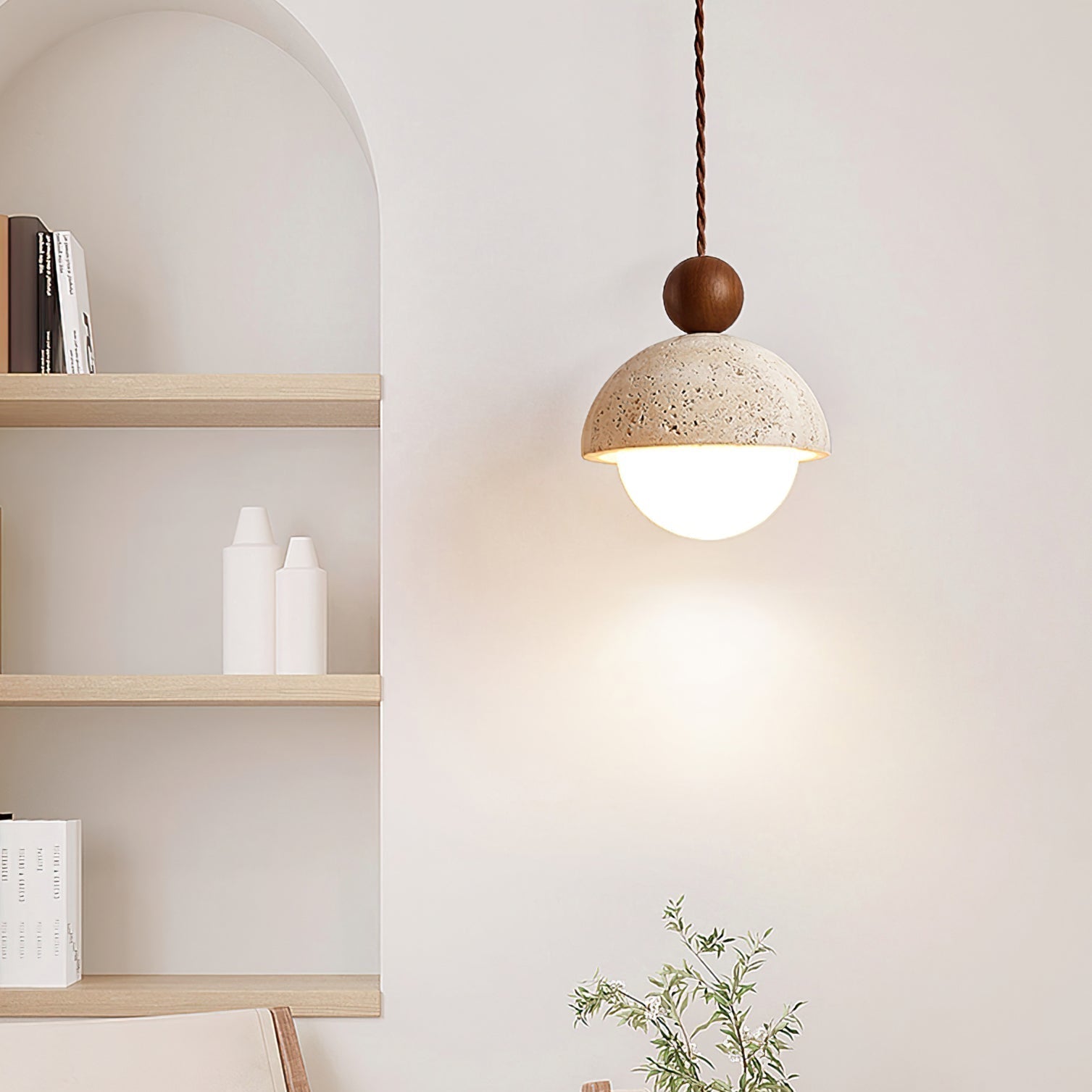 Tommy Pendant Light Travertine Dome Glass | Ceiling Lamp