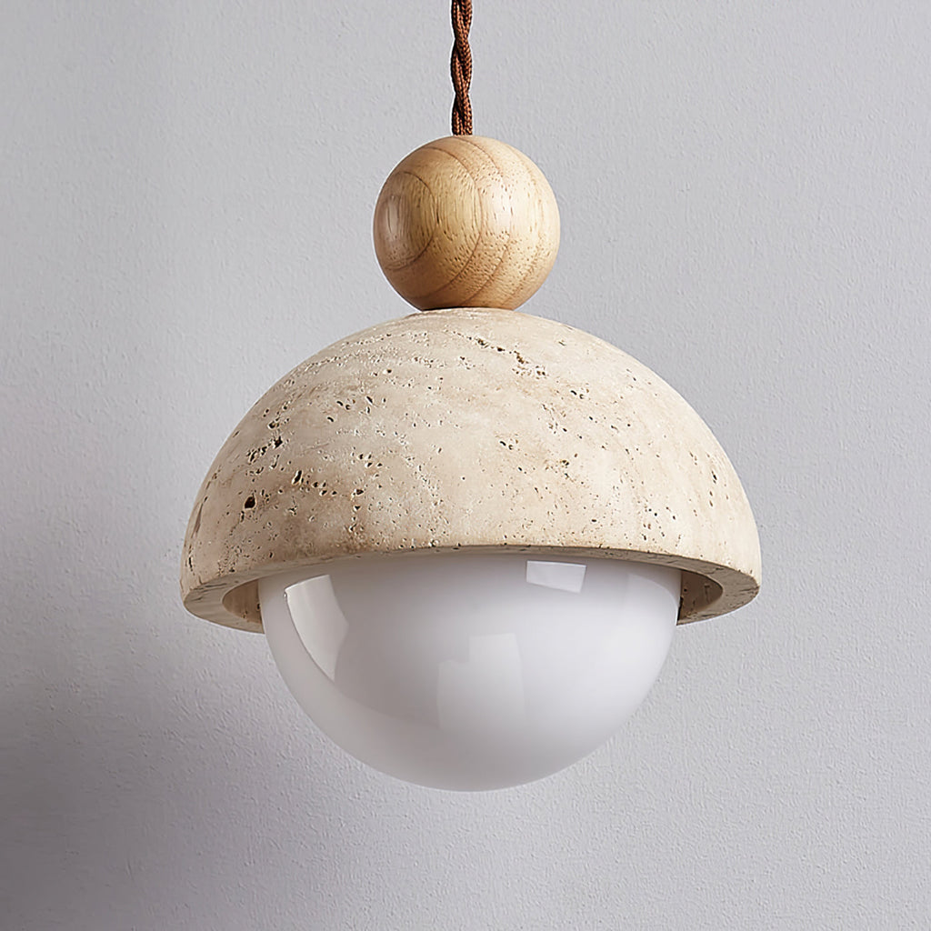 Tommy Pendant Light Travertine Dome Glass | Ceiling Lamp