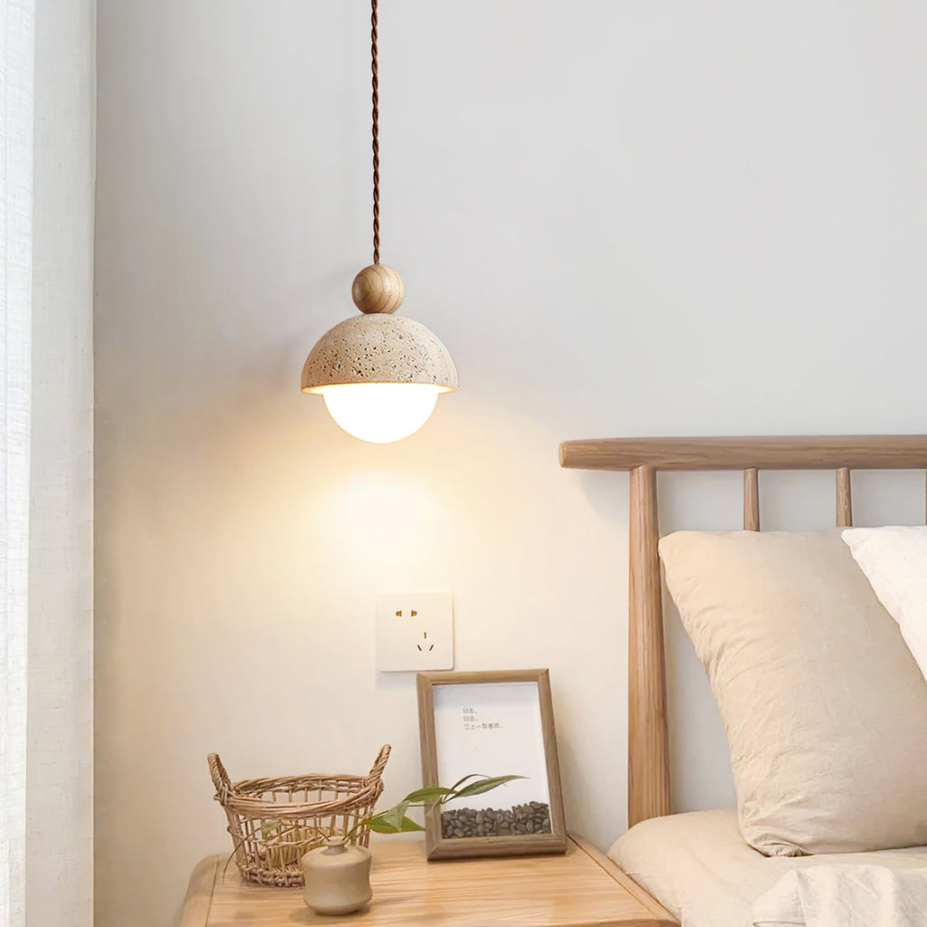 Tommy Pendant Light Travertine Dome Glass | Ceiling Lamp