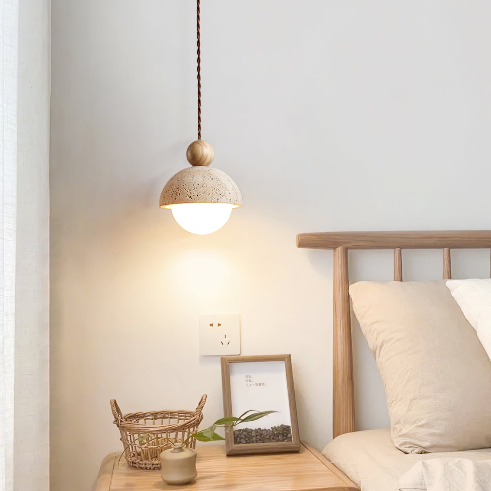 Tommy Pendant Light Travertine Dome Glass | Ceiling Lamp