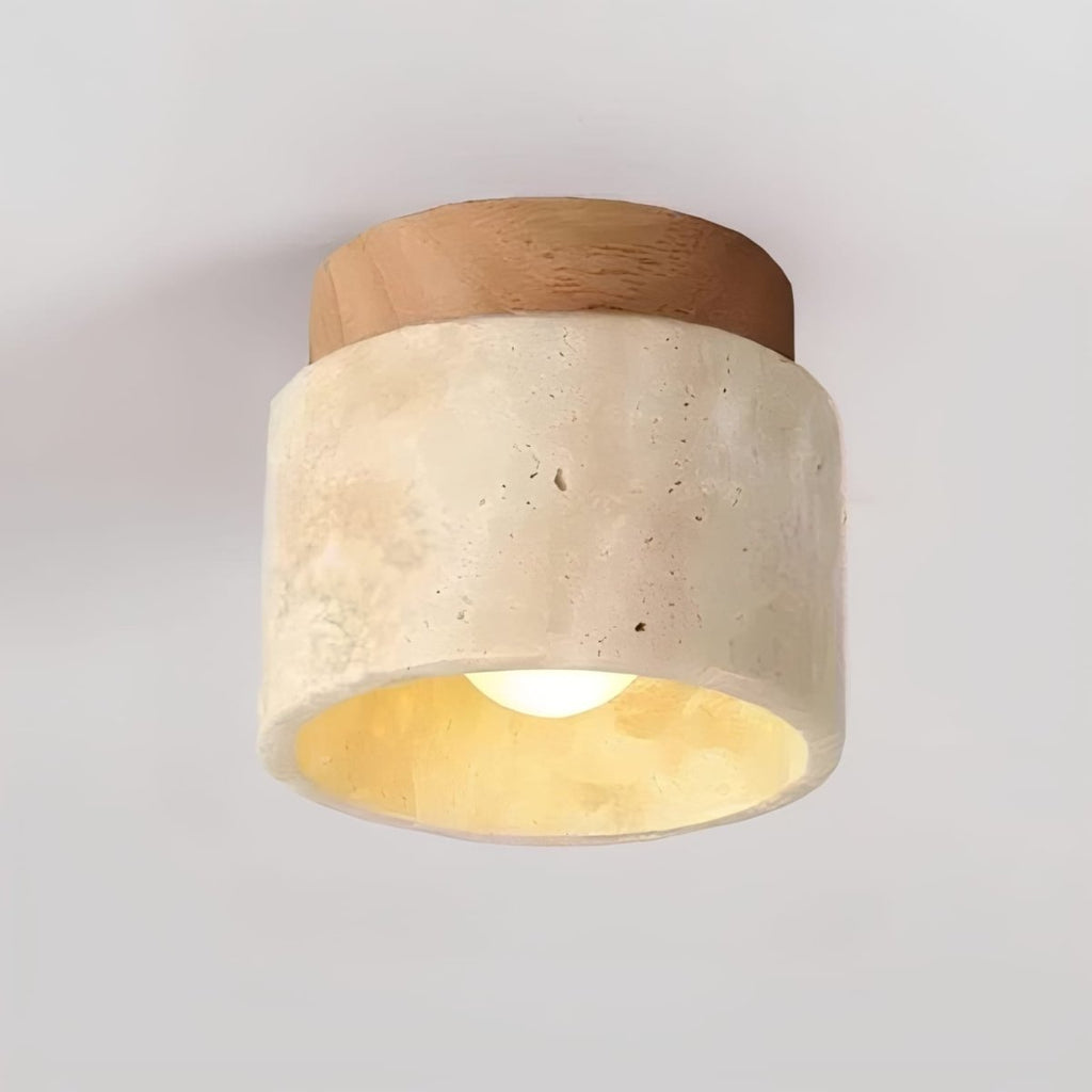 Recessed Travertine LED Chandelier Light – Elegant Natural Design with Soft Warm Glow and Metal Finish