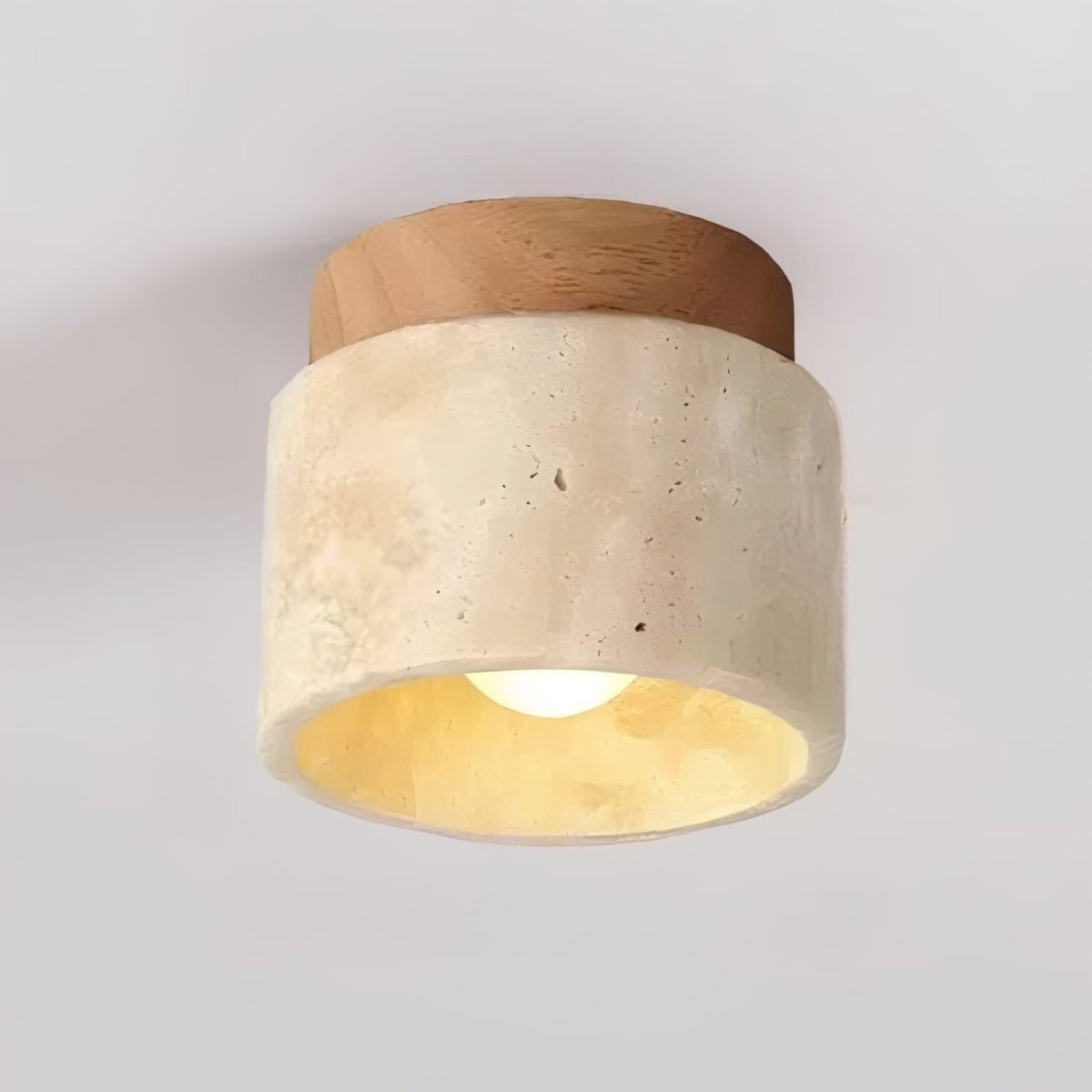Recessed Travertine LED Chandelier Light – Elegant Natural Design with Soft Warm Glow and Metal Finish