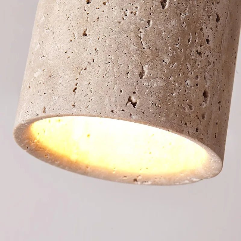 Recessed Travertine LED Chandelier Light – Elegant Natural Design with Soft Warm Glow and Metal Finish