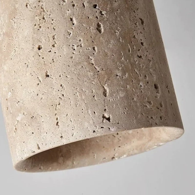 Recessed Travertine LED Chandelier Light – Elegant Natural Design with Soft Warm Glow and Metal Finish